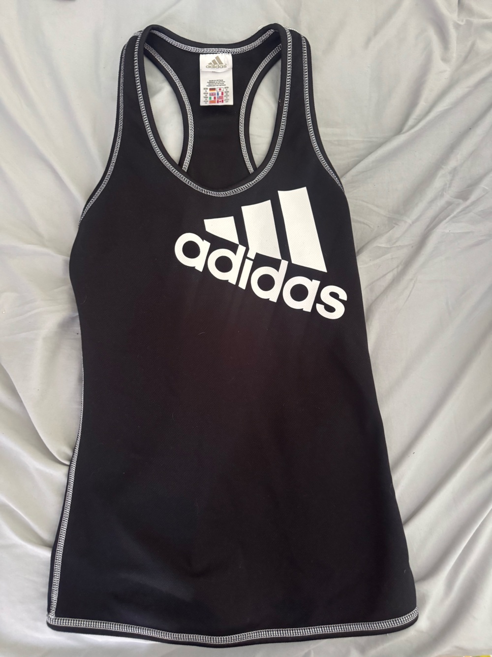 adidas Vintage Black Tank with White Logo